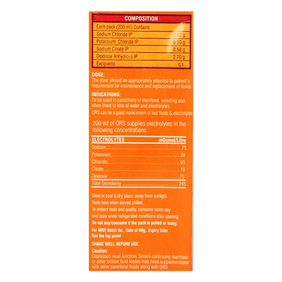 Apollo Pharmacy ORS Orange Flavour Drink, 4x200 ml, Pack of 4