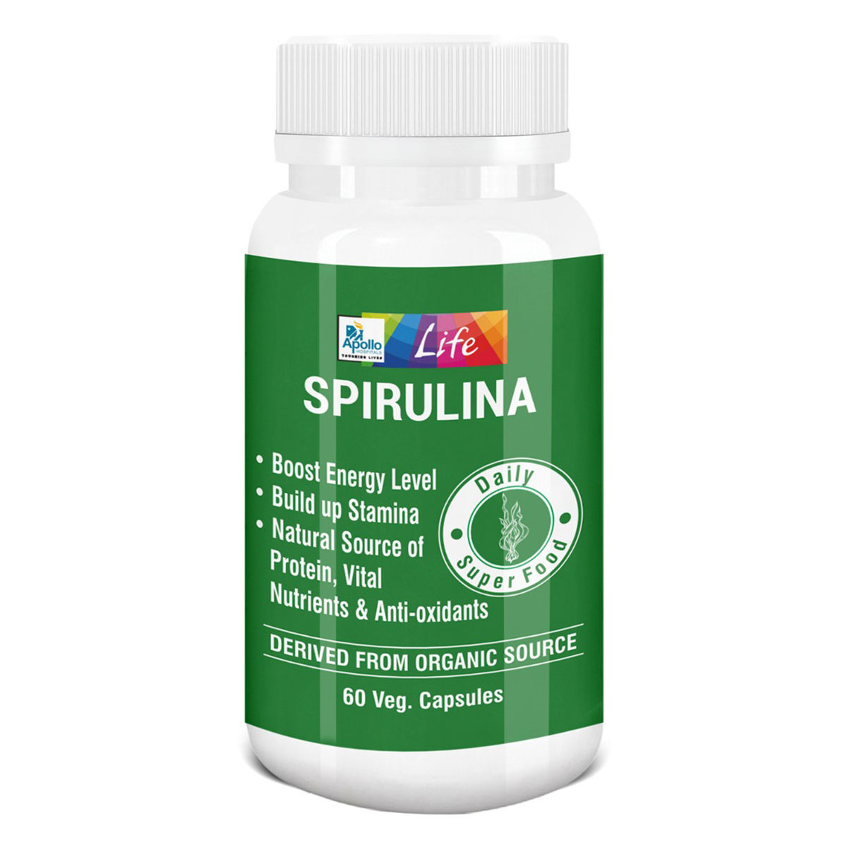 Buy Apollo Life Organic Spirulina, 60 Capsules Online