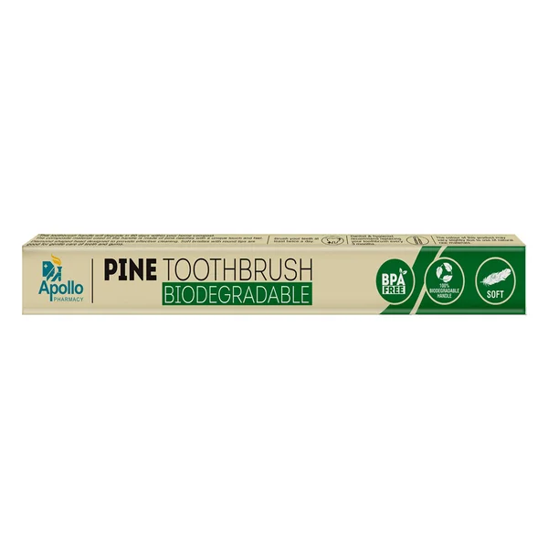 Apollo Pharmacy Pine Biodegradable Toothbrush, 1 Count, Pack of 1
