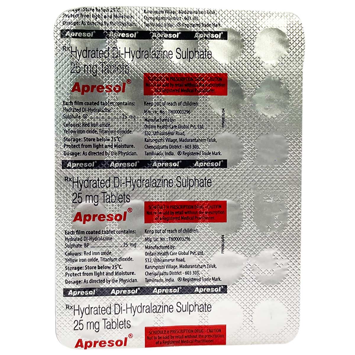 Buy Apresol 25 Tablet 30's Online