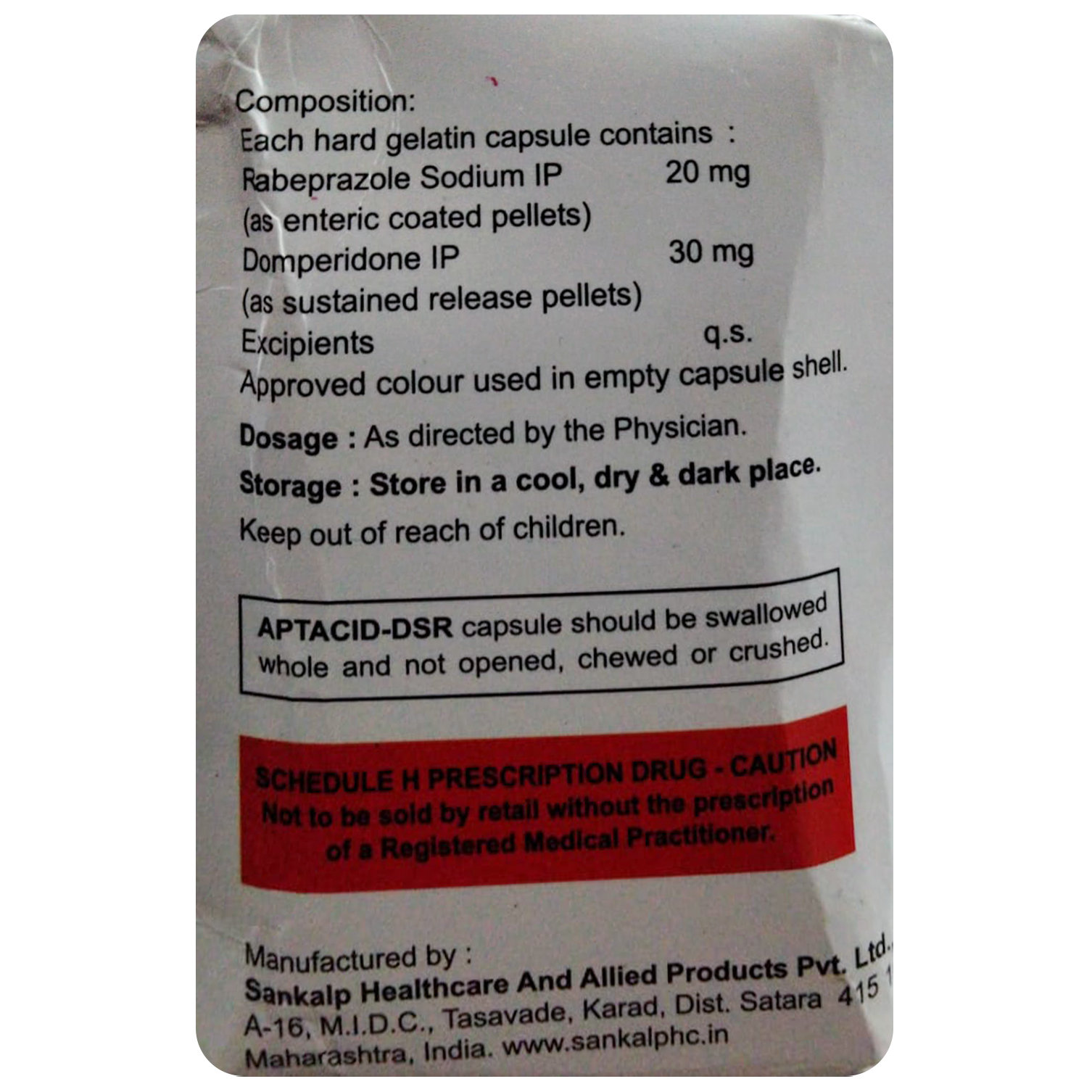 Aptacid-DSR Capsule 10's, Pack of 10 Aptacid-DSR Capsule 10's, Pack of 10