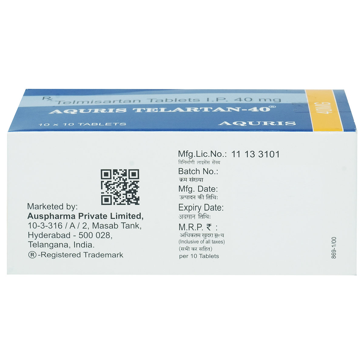 Aquris Telartan-40 Tablet 10's, Pack of 10 TabletS Aquris Telartan-40 Tablet 10's, Pack of 10 TabletS