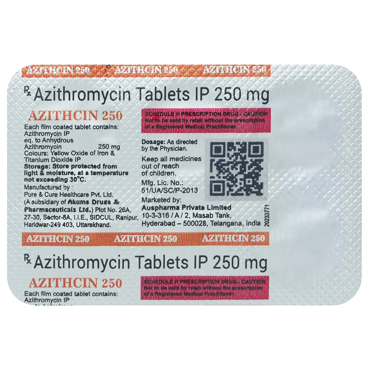 Aquris Azithcin 250 Tablet 6's, Pack of 6 TABLETS Aquris Azithcin 250 Tablet 6's, Pack of 6 TABLETS