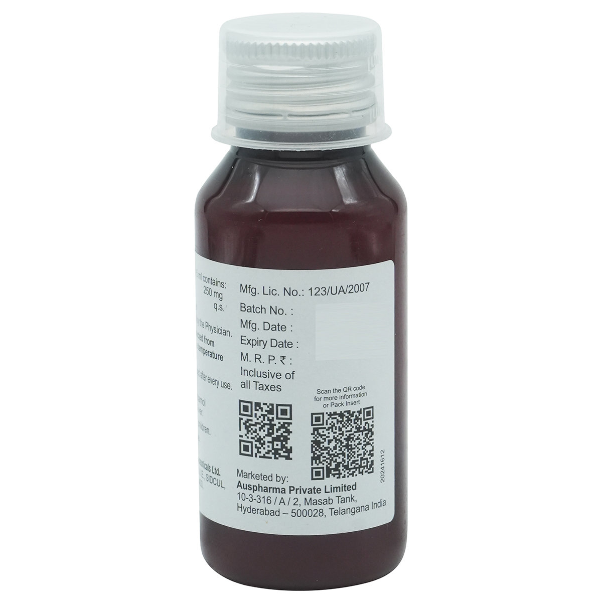 Aquris Parasyp 250 Paediatric Oral Suspension 60 ml, Pack of 1 ORAL SUSPENSION Aquris Parasyp 250 Paediatric Oral Suspension 60 ml, Pack of 1 ORAL SUSPENSION