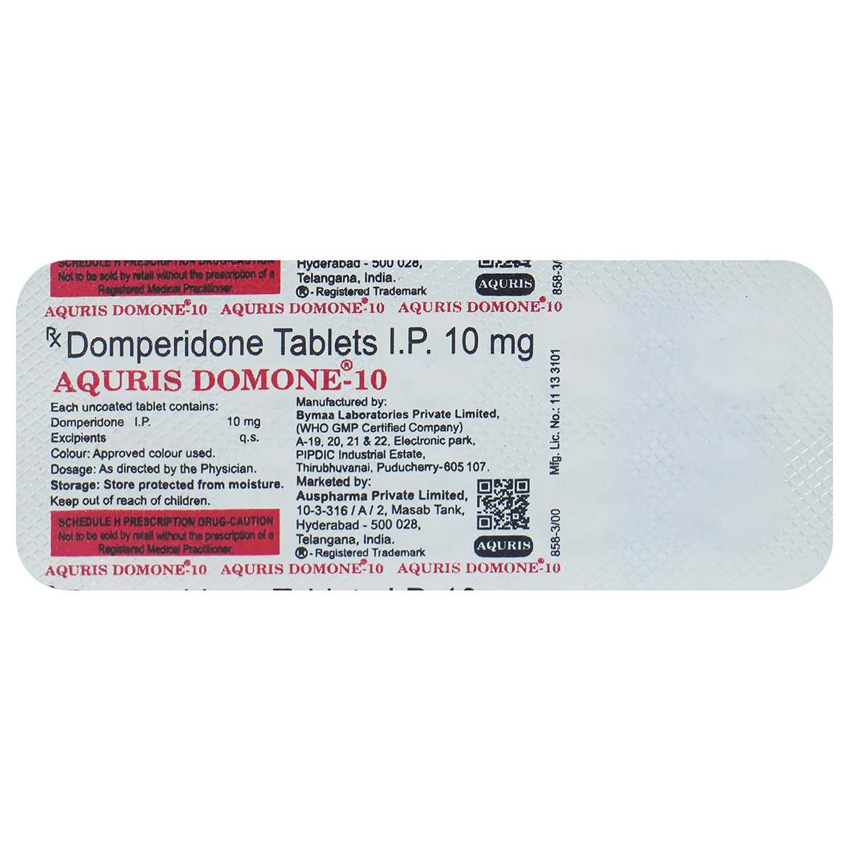 Aquris Domone-10 Tablet 10's, Pack of 10 TabletS Aquris Domone-10 Tablet 10's, Pack of 10 TabletS