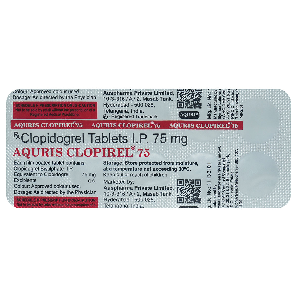 Aquris Clopirel 75 Tablet 10's, Pack of 10 TabletS Aquris Clopirel 75 Tablet 10's, Pack of 10 TabletS
