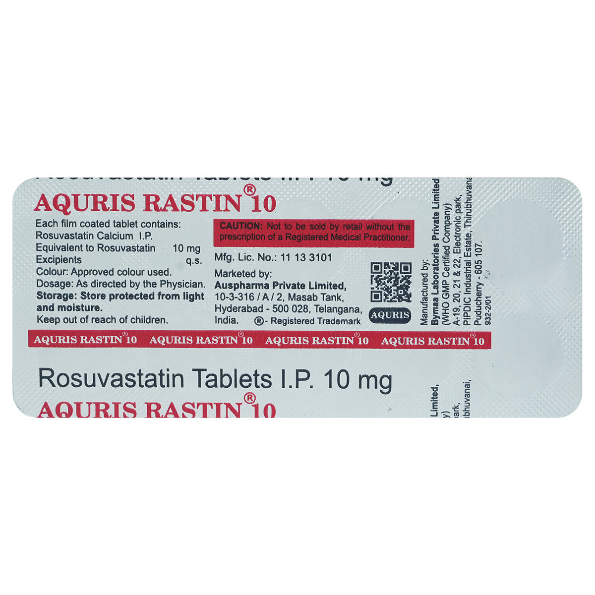 Aquris Rastin 10 mg Tablet 10's, Pack of 10 TabletS Aquris Rastin 10 mg Tablet 10's, Pack of 10 TabletS