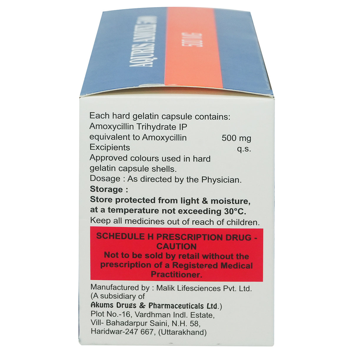Aquris Amoxi 500 Capsule 10's, Pack of 10 CapsuleS Aquris Amoxi 500 Capsule 10's, Pack of 10 CapsuleS