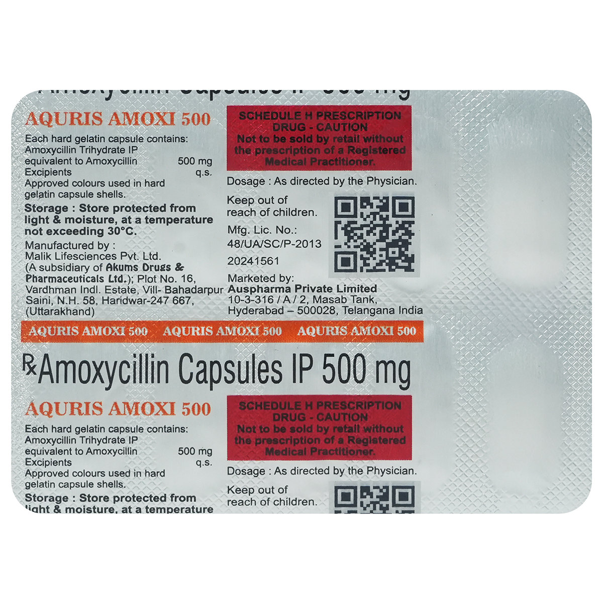Aquris Amoxi 500 Capsule 10's, Pack of 10 CapsuleS Aquris Amoxi 500 Capsule 10's, Pack of 10 CapsuleS