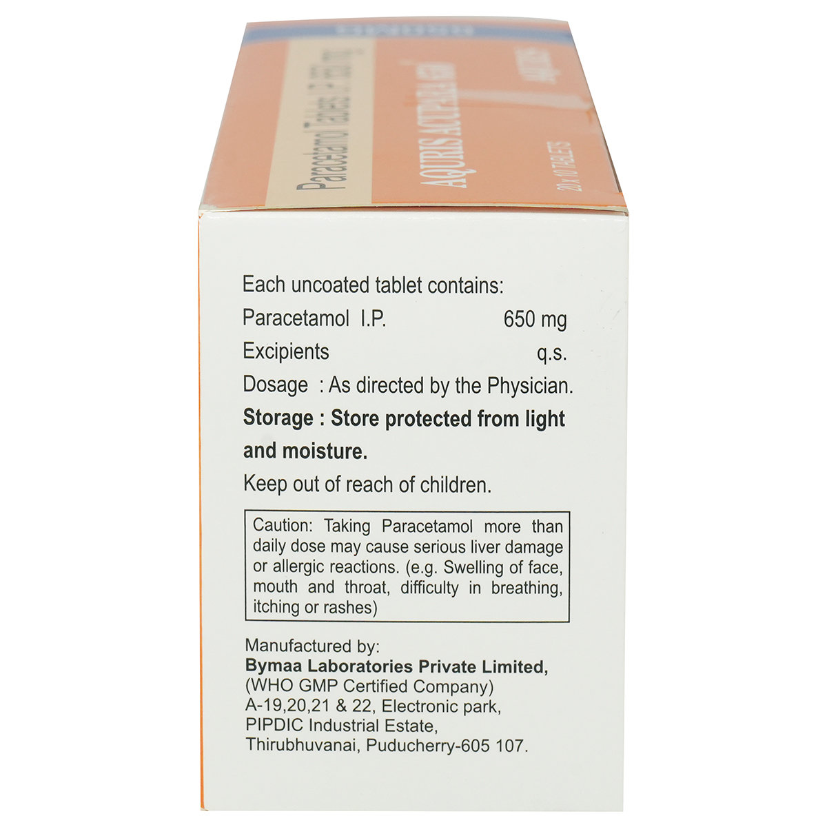 Aquris Acupara 650 mg Tablet 10's, Pack of 10 TabletS Aquris Acupara 650 mg Tablet 10's, Pack of 10 TabletS