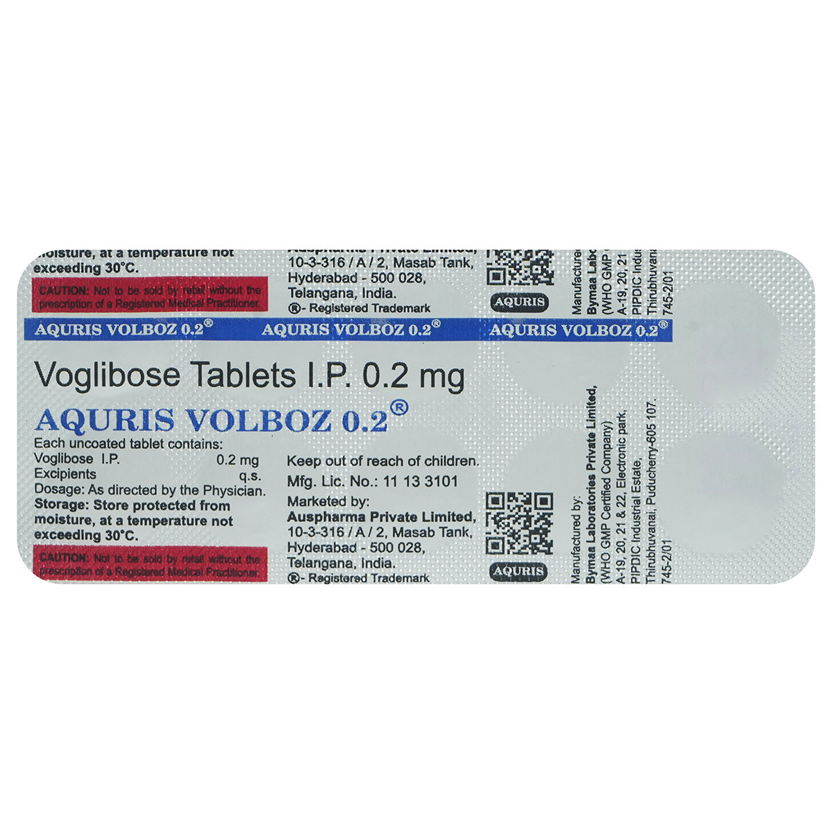 Aquris Volboz 0.2 Tablet 10's, Pack of 10 Aquris Volboz 0.2 Tablet 10's, Pack of 10