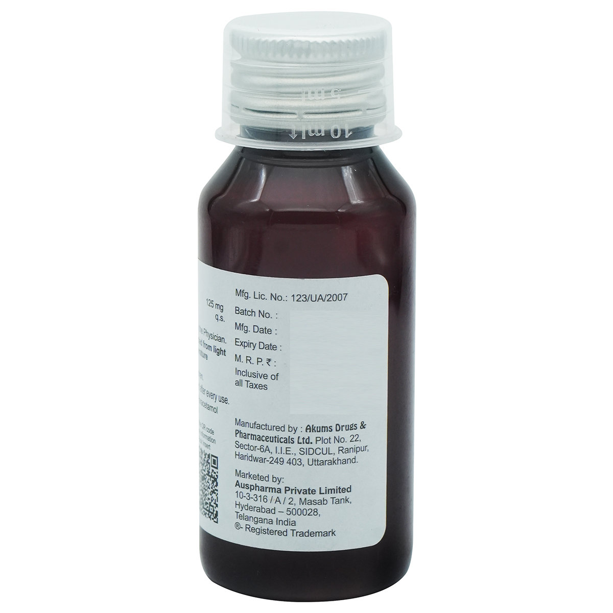 Aquris Parasyp 125 Paediatric Oral Suspension 60 ml, Pack of 1 Aquris Parasyp 125 Paediatric Oral Suspension 60 ml, Pack of 1