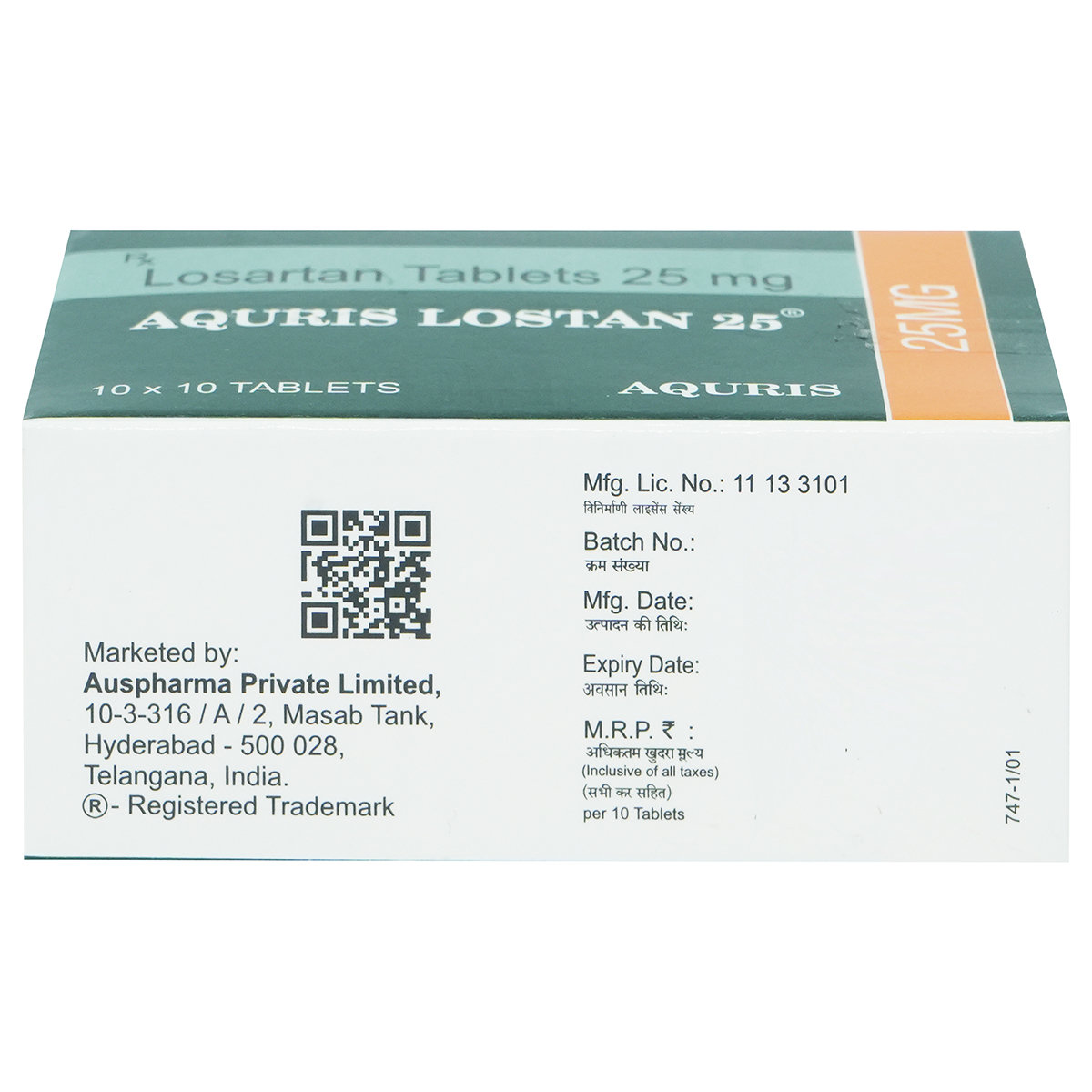 Aquris Lostan 25 Tablet 10's, Pack of 10 Aquris Lostan 25 Tablet 10's, Pack of 10