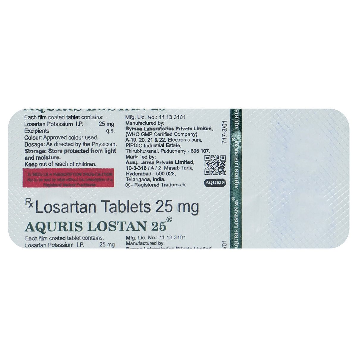 Aquris Lostan 25 Tablet 10's, Pack of 10 Aquris Lostan 25 Tablet 10's, Pack of 10