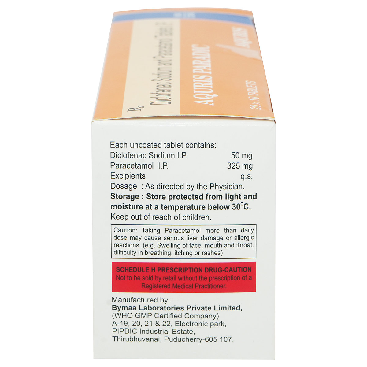 Aquris Paradic 50/325 Tablet 10's, Pack of 10 Aquris Paradic 50/325 Tablet 10's, Pack of 10