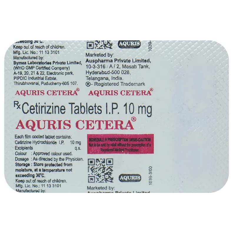Buy Aquris Cetera 10 mg Tablet 10's online | Uses, Side Effects, Price ...