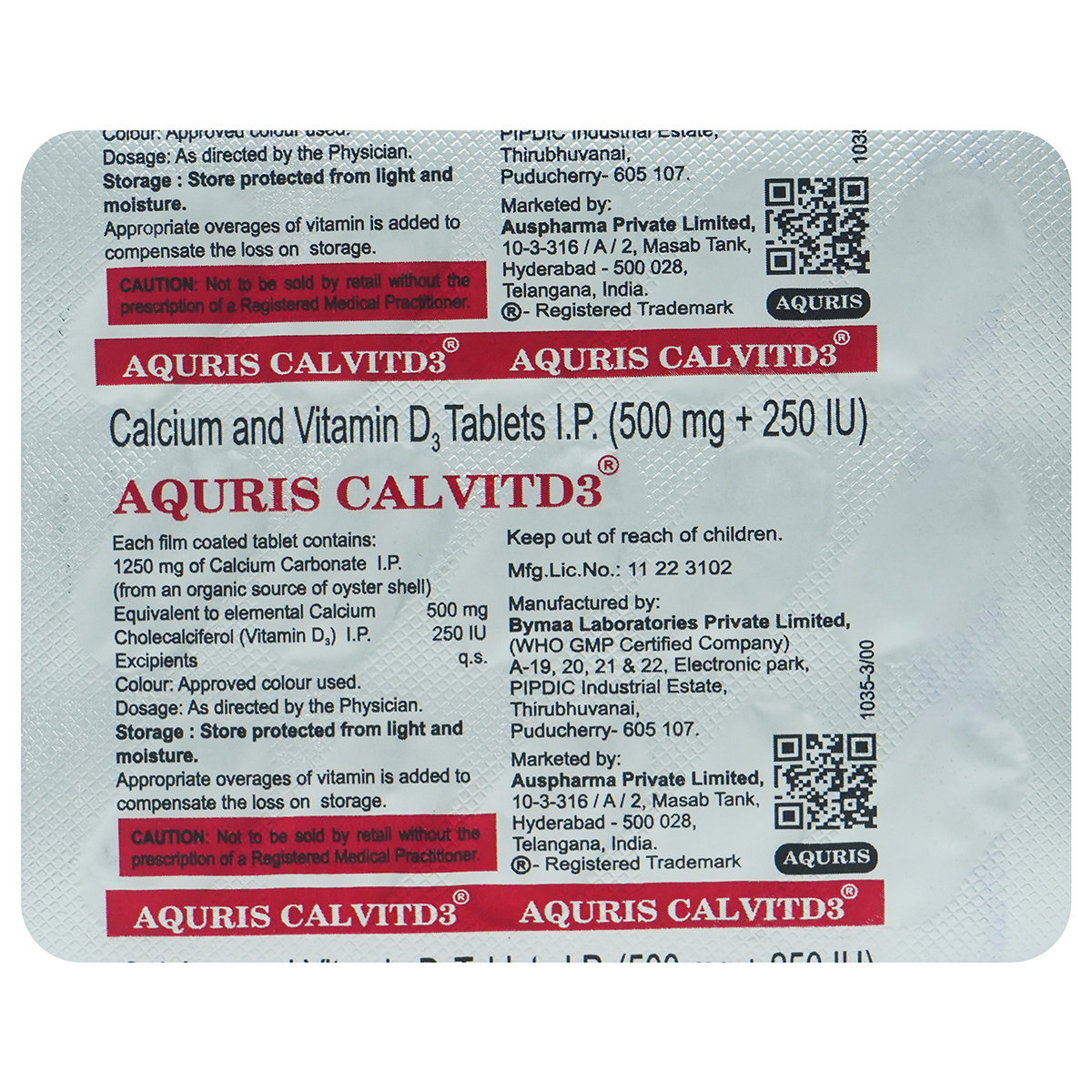 Aquris Calvitd3 Tablet 15's, Pack of 15 Aquris Calvitd3 Tablet 15's, Pack of 15