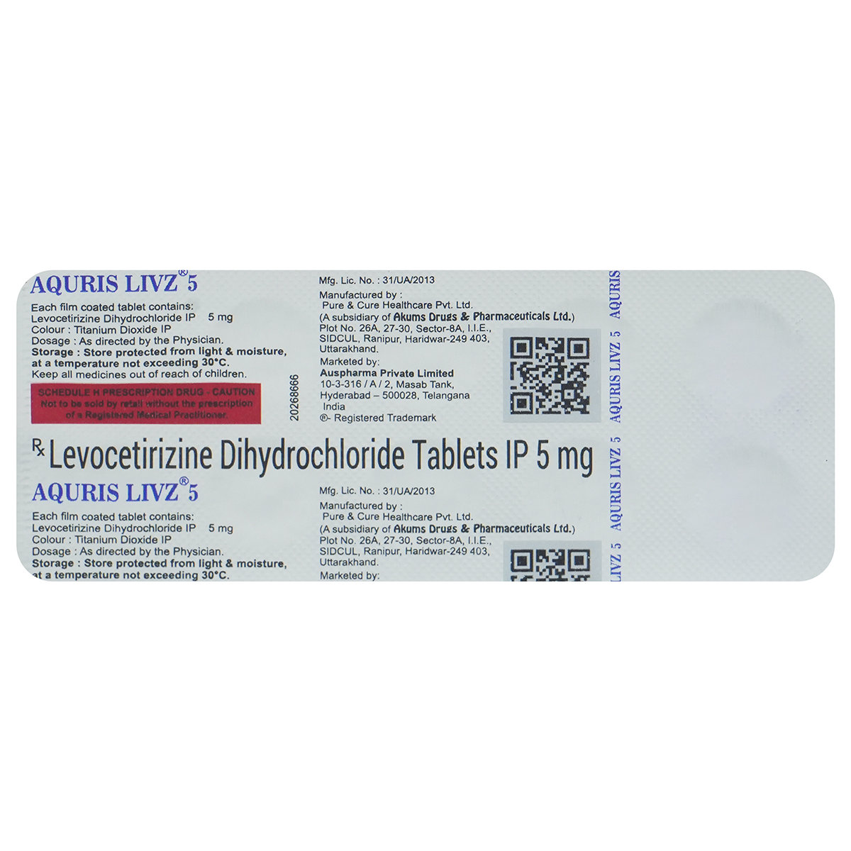 Aquris Livz 5 Tablet 10's, Pack of 10 Aquris Livz 5 Tablet 10's, Pack of 10