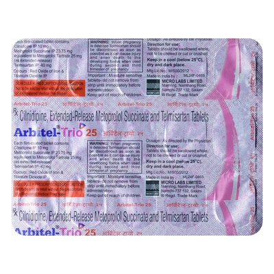 Arbitel-Trio 25 Tablet 15's, Pack of 15 TabletS