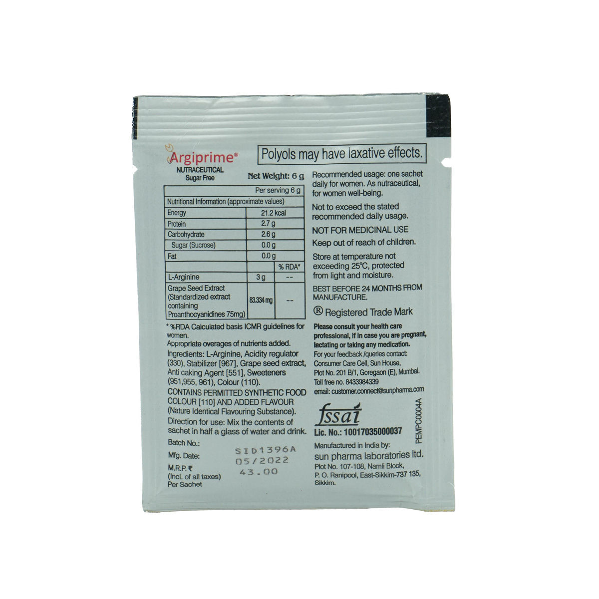 Argiprime Orange Sugar Free Sachet 6 gm Price, Uses, Side Effects