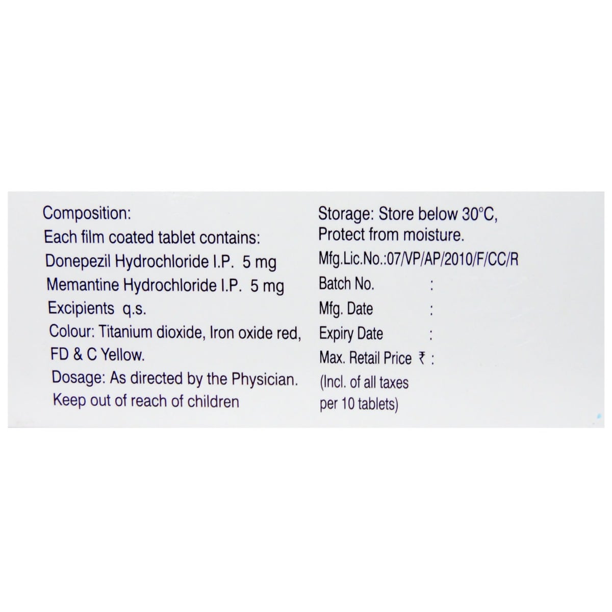 Aricep-M Tablet 10's, Pack of 10 TabletS Aricep-M Tablet 10's, Pack of 10 TabletS