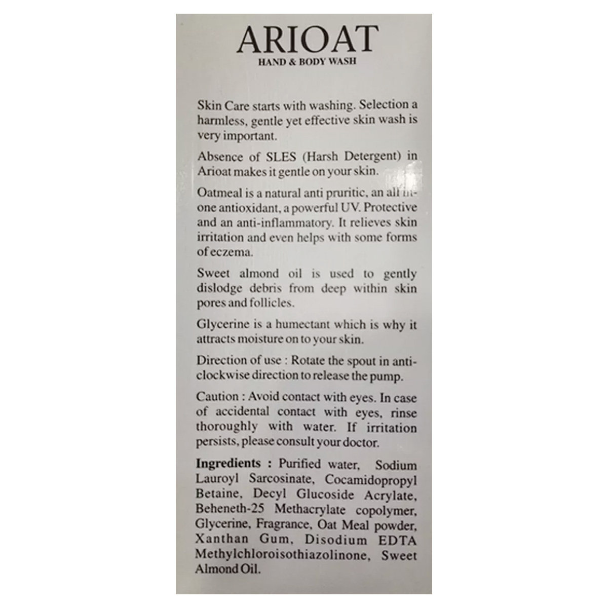 Arioat Hand & Body Wash 300 ml | pH Balanced | Safe & Gentle Wash, Pack of 1 Arioat Hand & Body Wash 300 ml | pH Balanced | Safe & Gentle Wash, Pack of 1