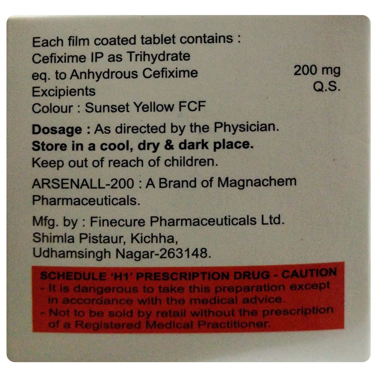 Arsenall-200 Tablet 10's, Pack of 10 TABLETS Arsenall-200 Tablet 10's, Pack of 10 TABLETS