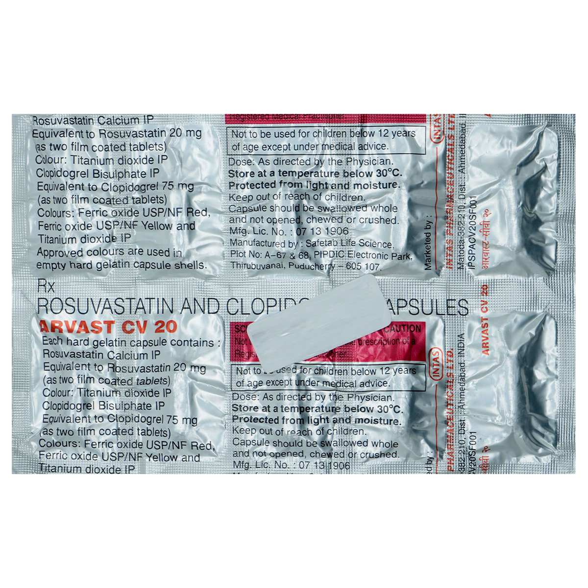 Arvast CV 20/75mg Capsule 10's, Pack of 10 CAPSULES Arvast CV 20/75mg Capsule 10's, Pack of 10 CAPSULES