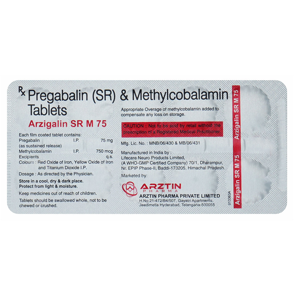 Arzigalin SR M 75 mg Tablet 10's, Pack of 10 TabletS Arzigalin SR M 75 mg Tablet 10's, Pack of 10 TabletS