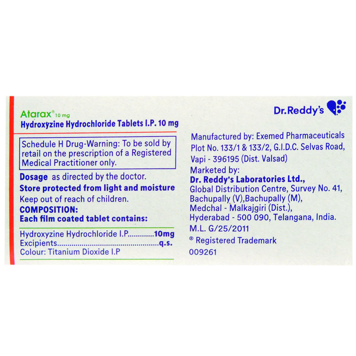 Atarax 10 mg Tablet 15's, Pack of 15 TABLETS Atarax 10 mg Tablet 15's, Pack of 15 TABLETS