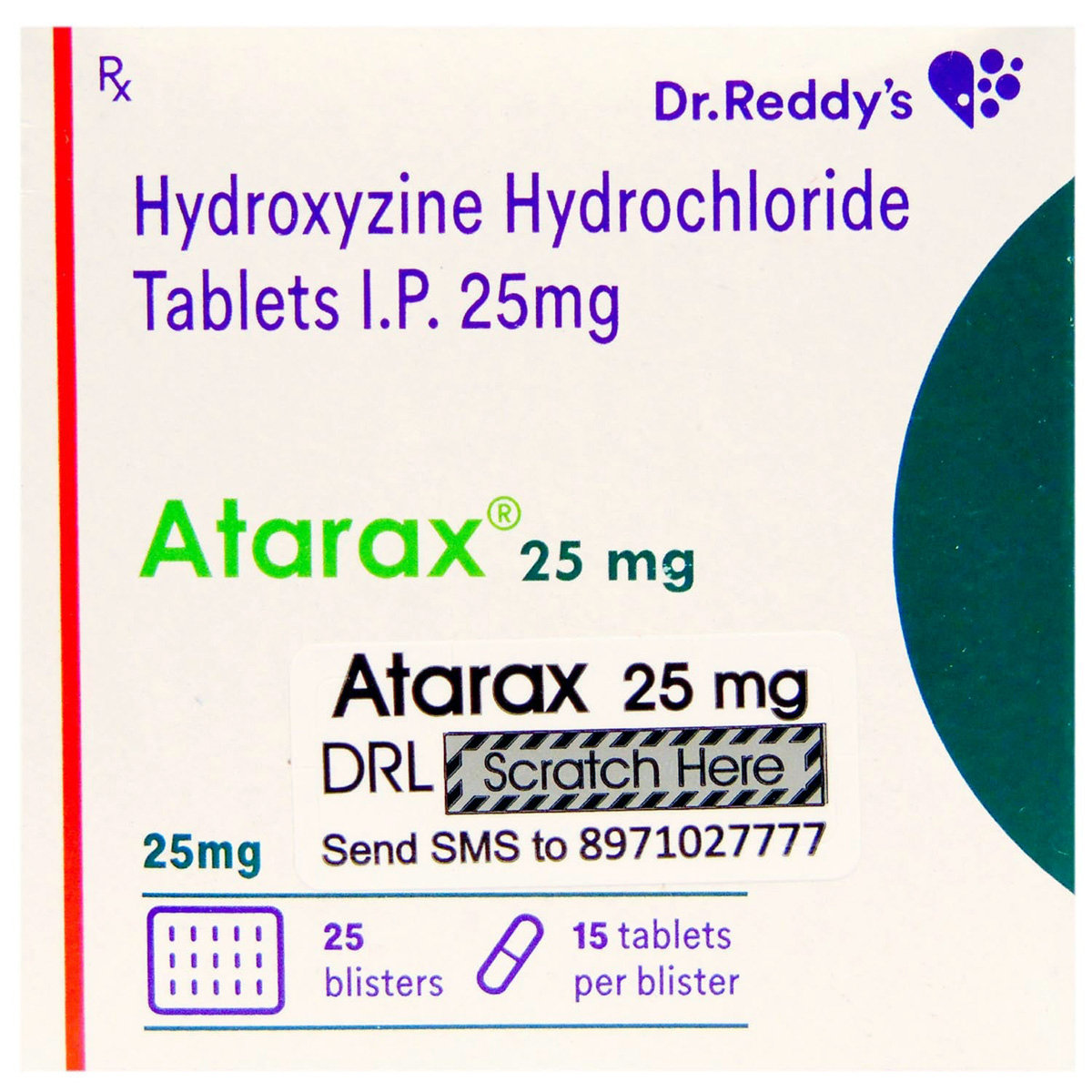 Atarax 25 mg Tablet 15's, Pack of 15 TABLETS Atarax 25 mg Tablet 15's, Pack of 15 TABLETS