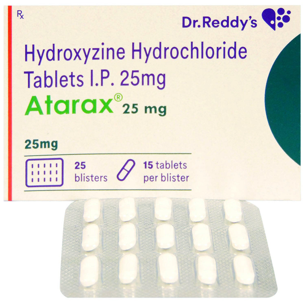 Atarax 25 mg Tablet 15's, Pack of 15 TABLETS Atarax 25 mg Tablet 15's, Pack of 15 TABLETS