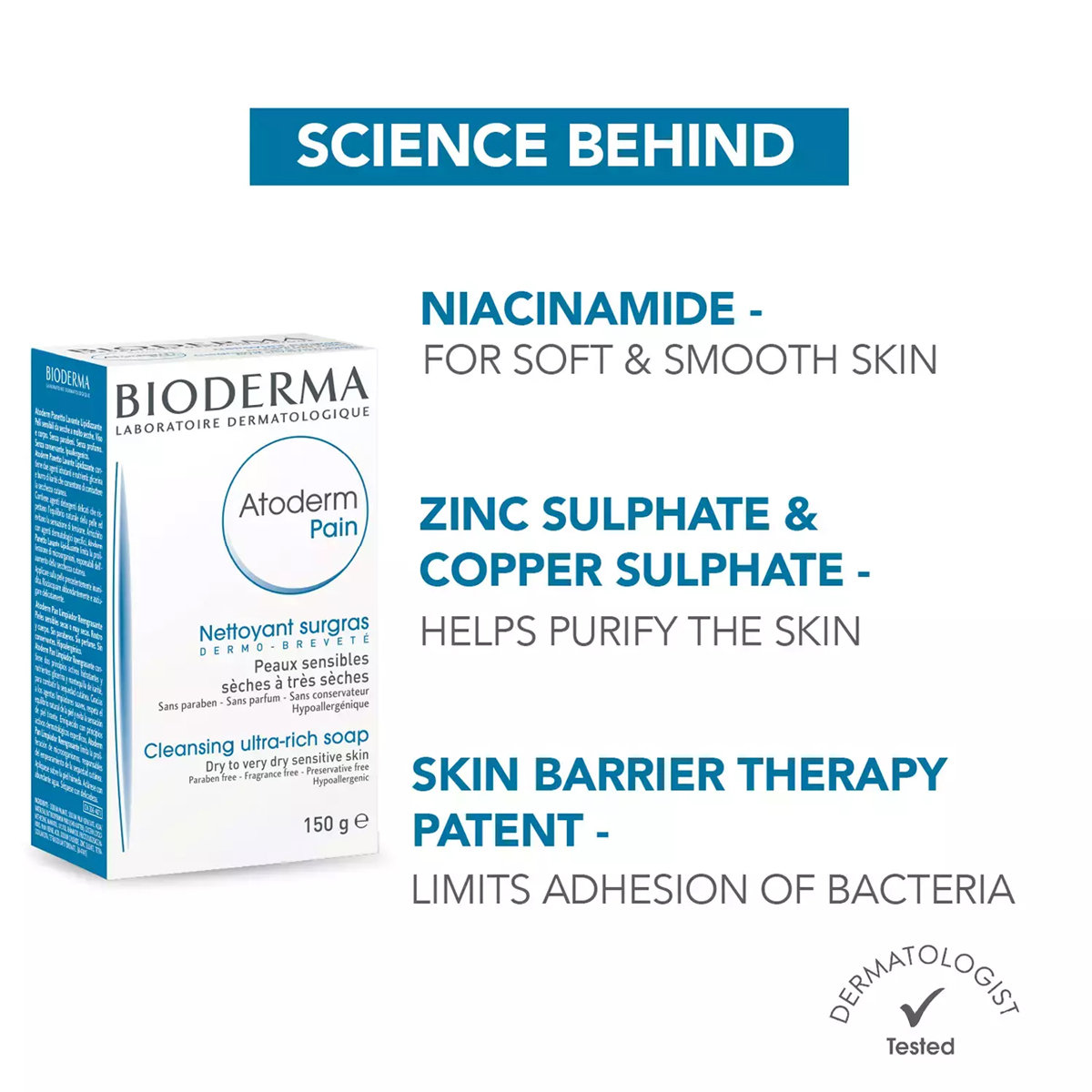 Bioderma Atoderm Pain Cleansing Soap 150 gm, Pack of 1 Bioderma Atoderm Pain Cleansing Soap 150 gm, Pack of 1