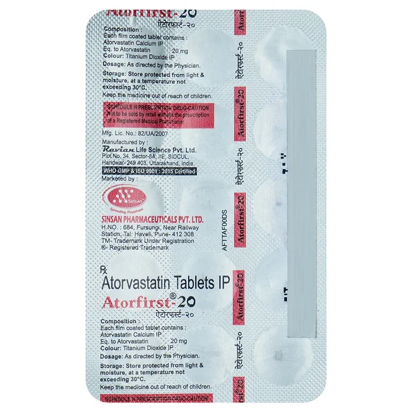 Atorfirst 20 mg Tablet 15's