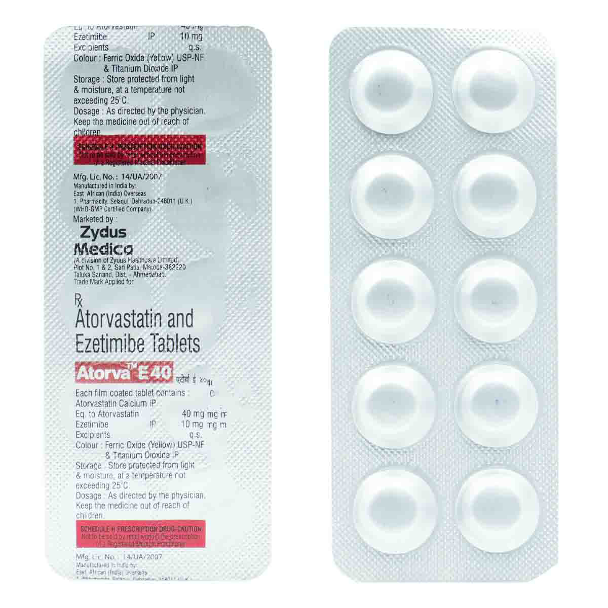Atorva E 40 Tablet 10's, Pack of 10 TABLETS Atorva E 40 Tablet 10's, Pack of 10 TABLETS