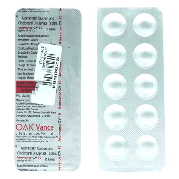 Atorvance CV 10 Tablet 10's, Pack of 10 TabletS