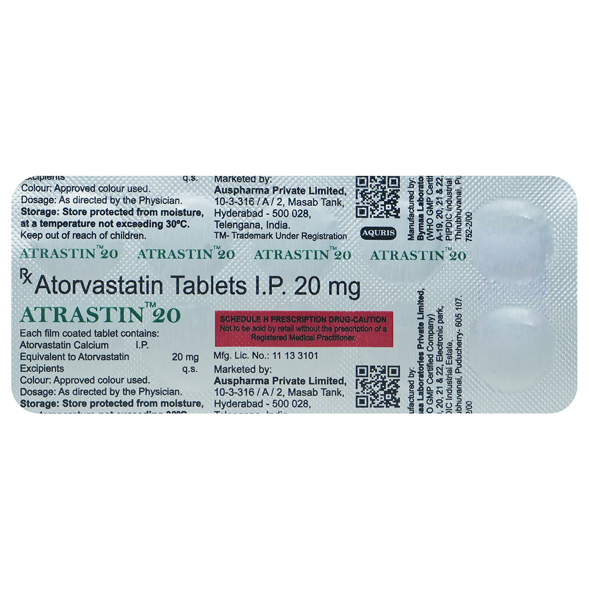 Atrastin 20 Tablet 10's, Pack of 10 TABLETS Atrastin 20 Tablet 10's, Pack of 10 TABLETS