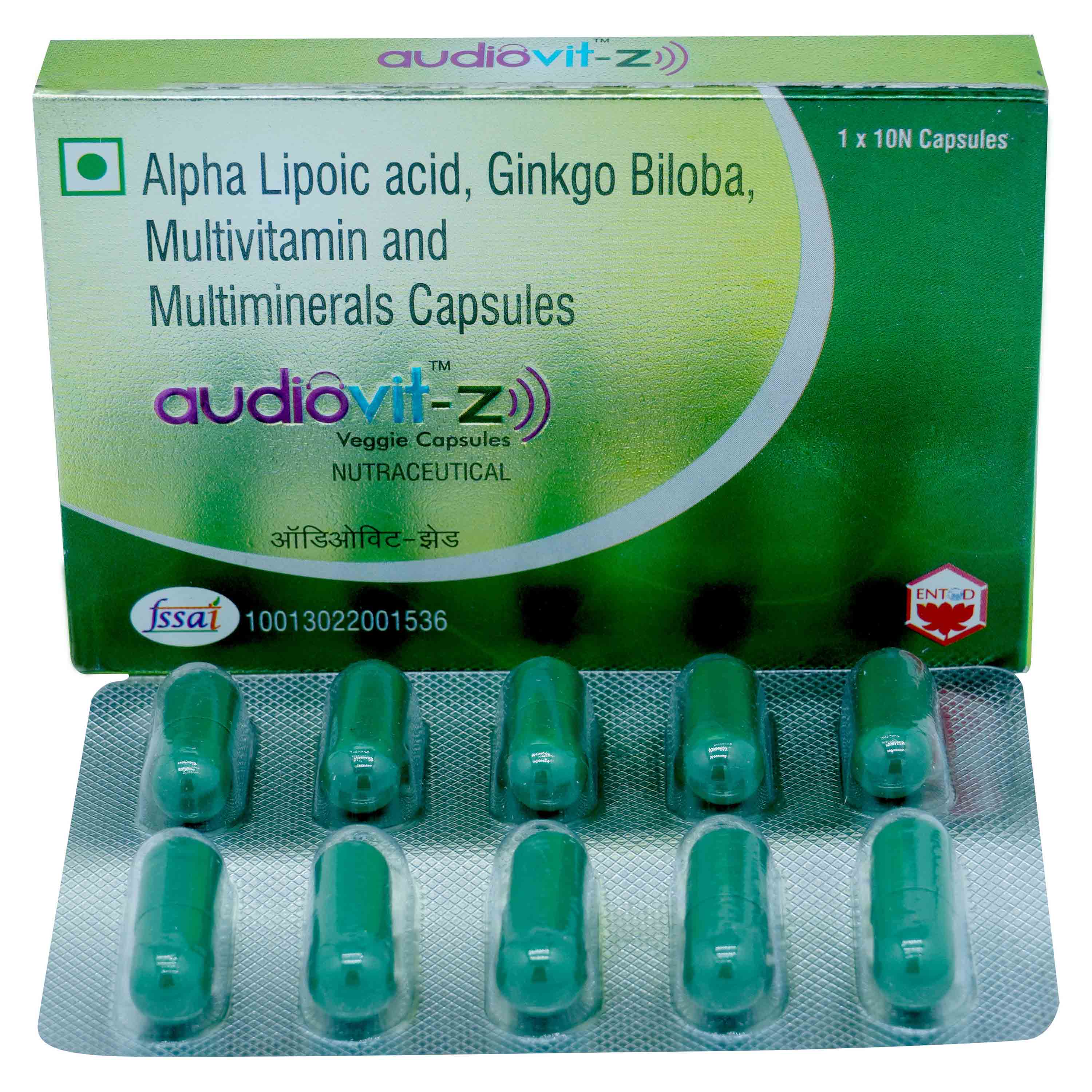 Audiovit-Z Veggie Capsule 10's, Pack of 10 Audiovit-Z Veggie Capsule 10's, Pack of 10
