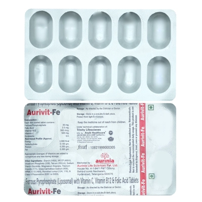 Aurivit Fe Tablet 10s, Pack of 10 TabletS