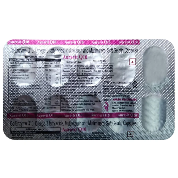 Auravit Q10 Softgel Capsule 10's, Pack of 10