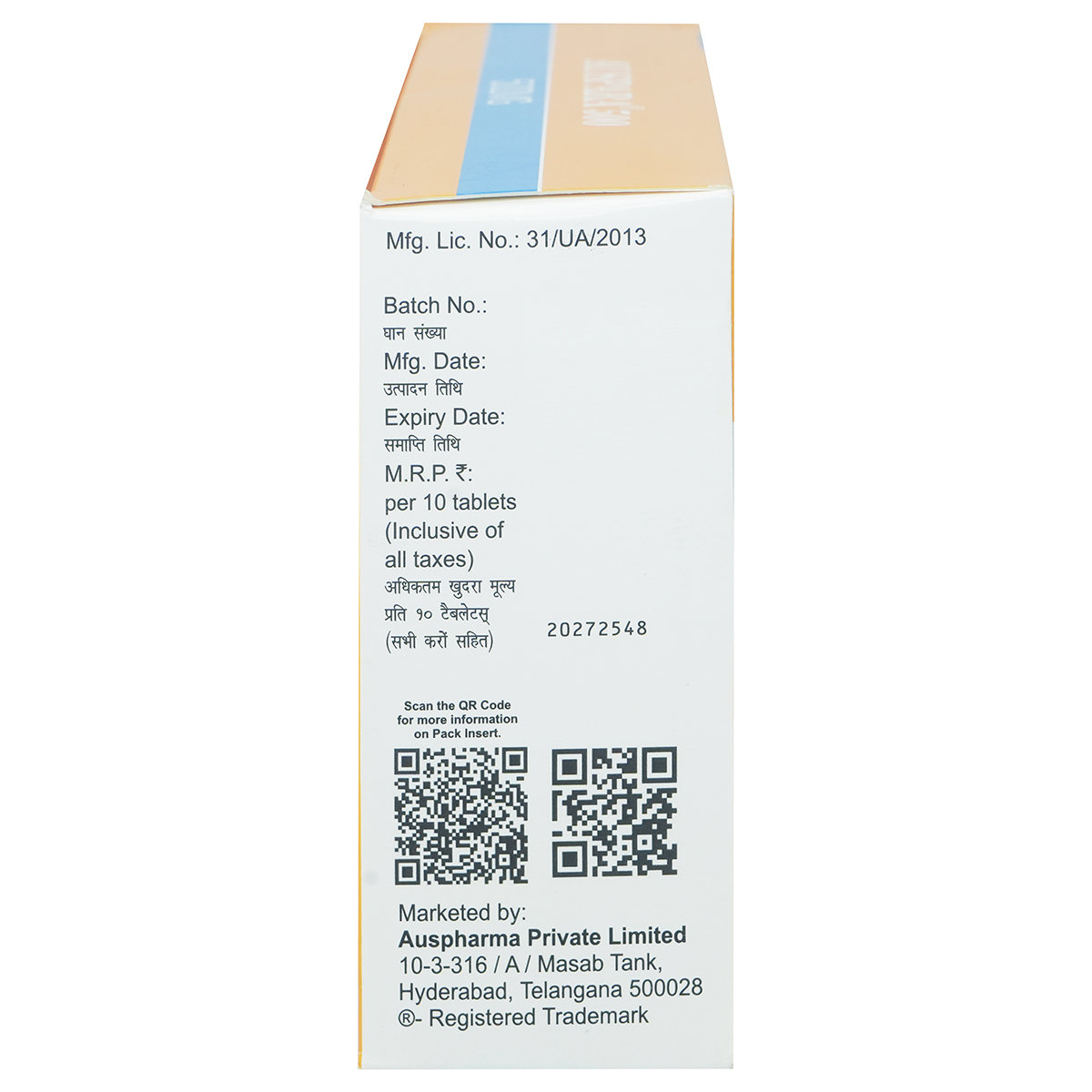 Auspara 500 Tablet 10's, Pack of 10 TabletS Auspara 500 Tablet 10's, Pack of 10 TabletS