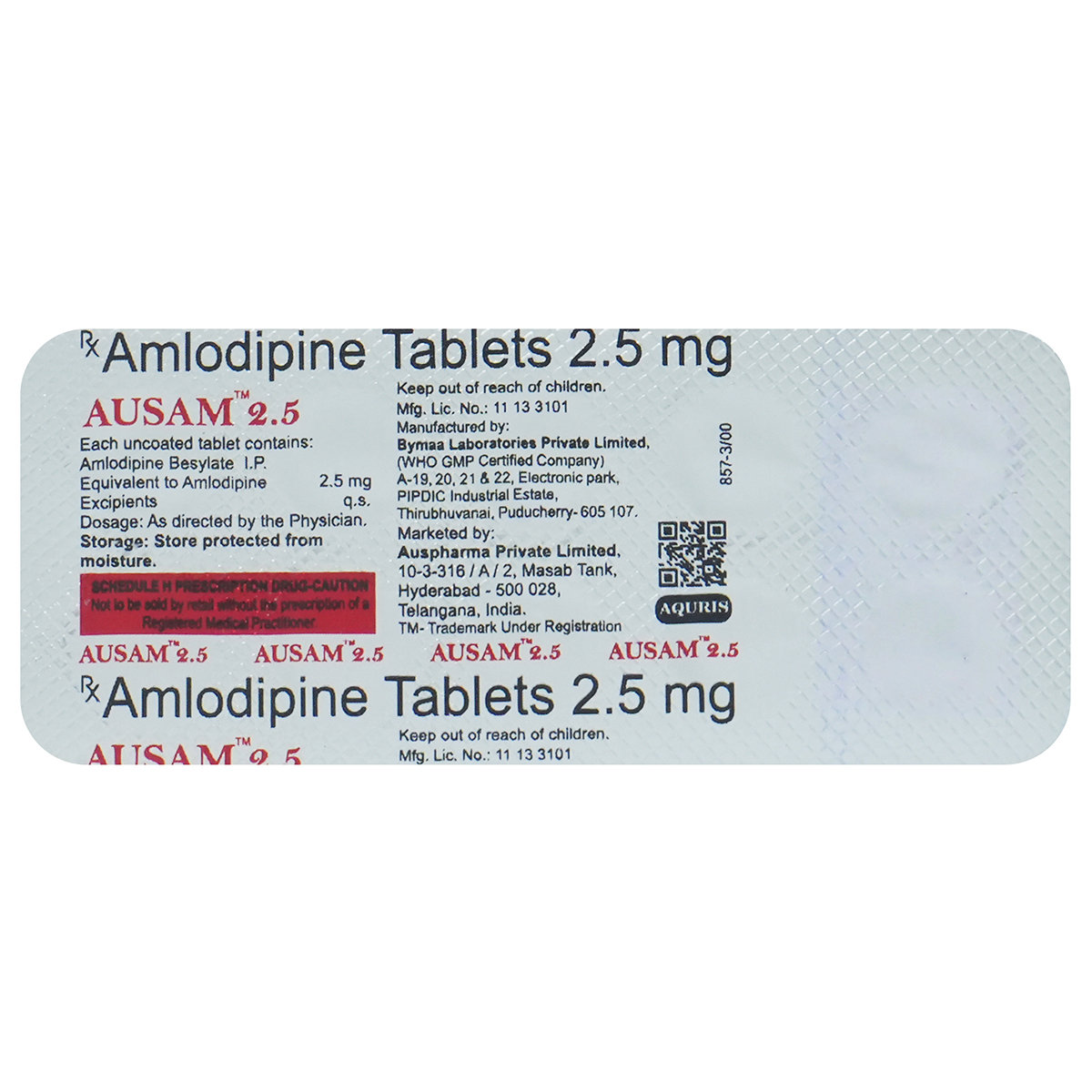 Ausam 2.5 Tablet 10's, Pack of 10 TABLETS Ausam 2.5 Tablet 10's, Pack of 10 TABLETS