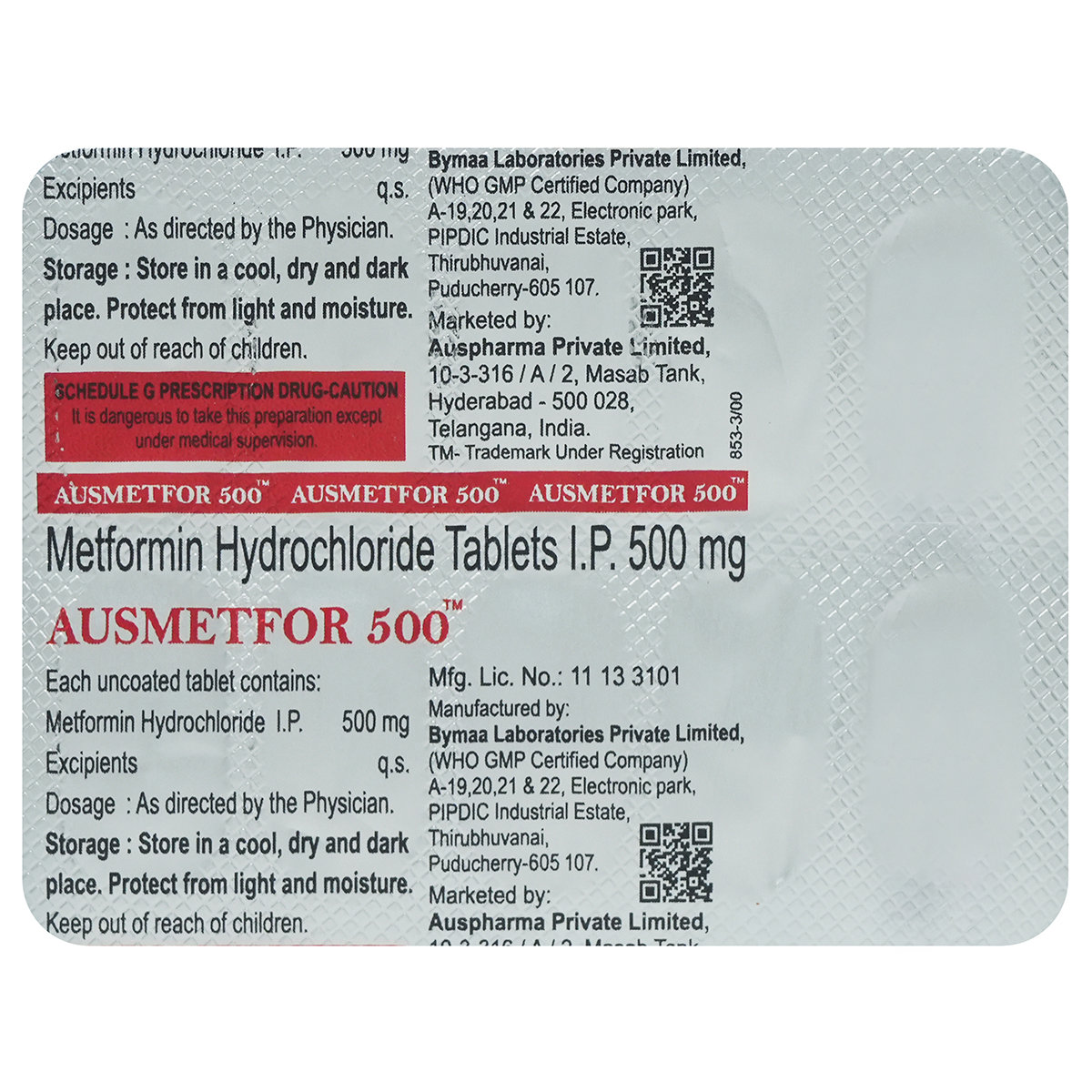 Ausmetfor 500 Tablet 10's, Pack of 10 TABLETS Ausmetfor 500 Tablet 10's, Pack of 10 TABLETS