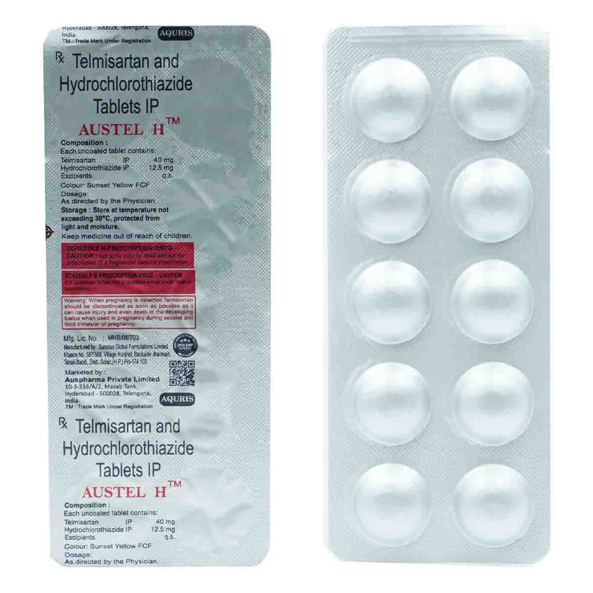 Austel H 40/12.5 Tablet 10's, Pack of 10 TABLETS Austel H 40/12.5 Tablet 10's, Pack of 10 TABLETS