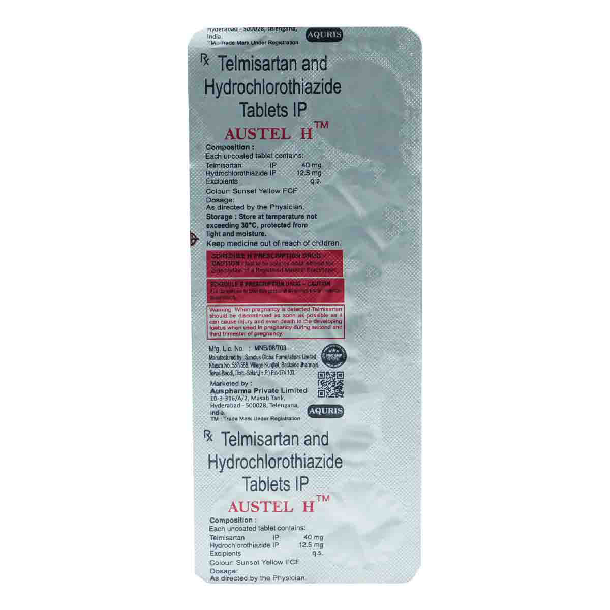 Austel H 40/12.5 Tablet 10's, Pack of 10 TABLETS Austel H 40/12.5 Tablet 10's, Pack of 10 TABLETS