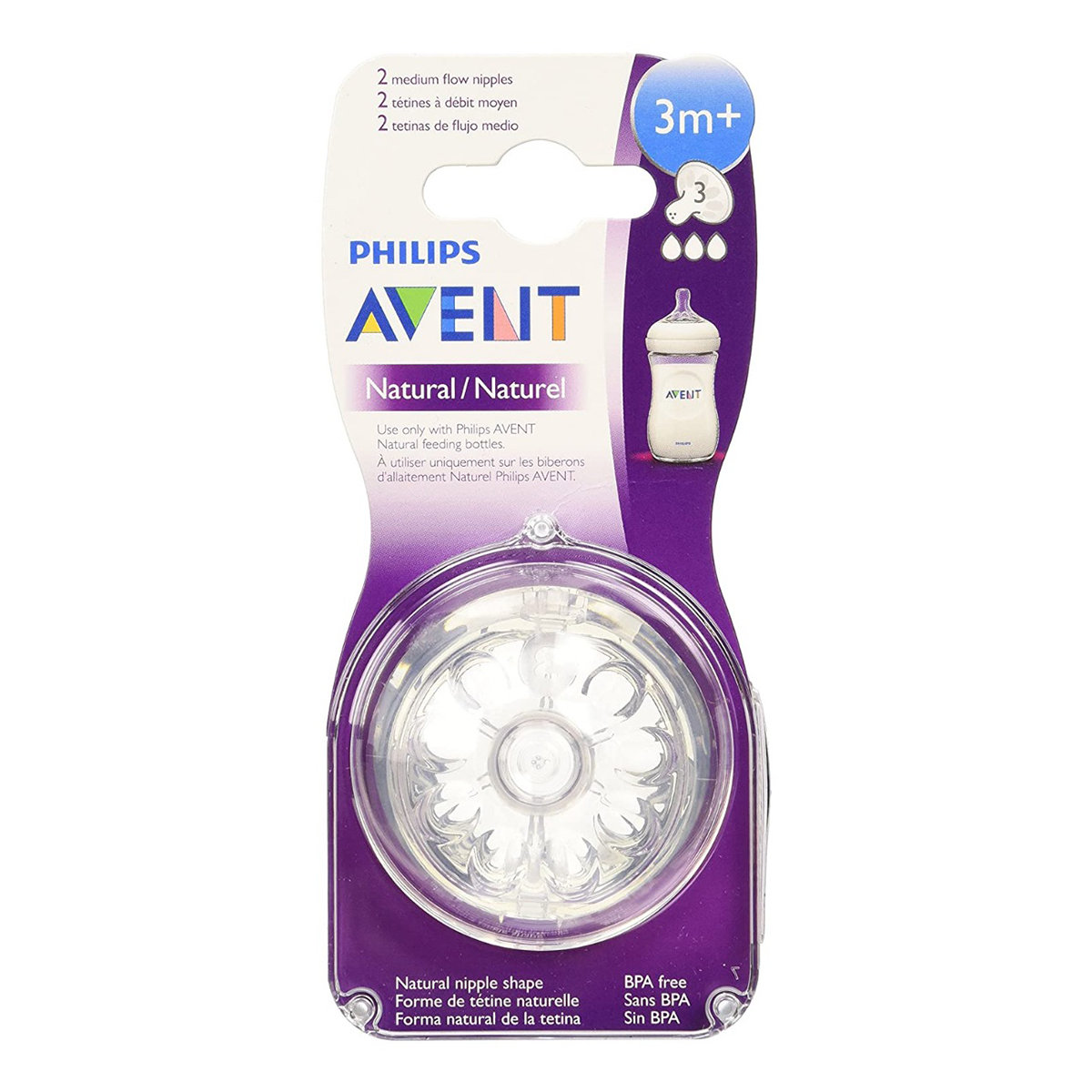 Philips Avent Natural Teats for 3 Months+, 2 Count, Pack of 1 Philips Avent Natural Teats for 3 Months+, 2 Count, Pack of 1