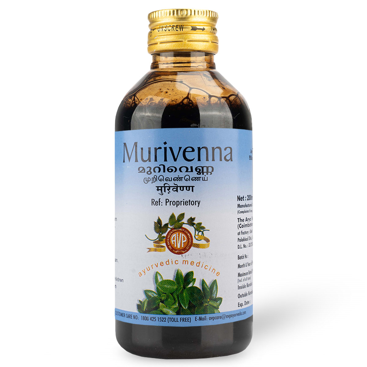 AVP Murivenna Oil, 200 ml, Pack of 1 AVP Murivenna Oil, 200 ml, Pack of 1