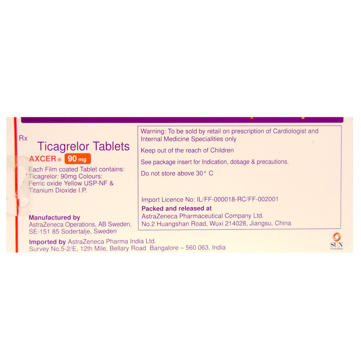 Axcer 90 mg Tablet 14's, Pack of 14 TABLETS Axcer 90 mg Tablet 14's, Pack of 14 TABLETS