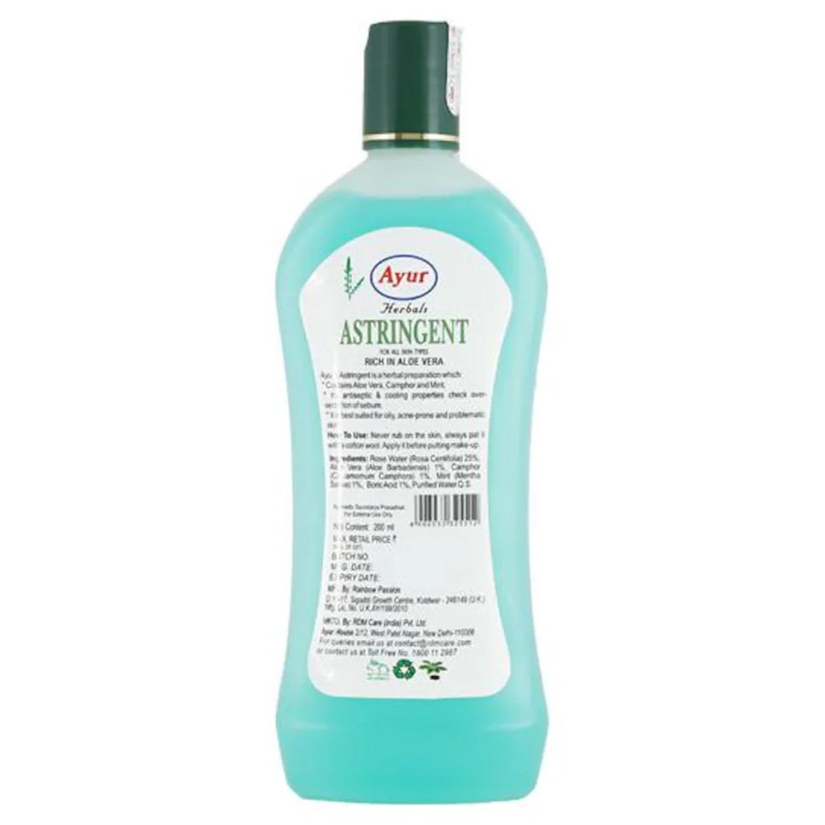 Ayur Herbals Astringent 200 ml | With Aloe Vera | Removes Dirt, Oil & Impurities | For Fresh Looking Skin | pH Balanced | For Oily, Acne Prone Skin, Problematic Skin & All Skin Type, Pack of 1 Ayur Herbals Astringent 200 ml | With Aloe Vera | Removes Dirt, Oil & Impurities | For Fresh Looking Skin | pH Balanced | For Oily, Acne Prone Skin, Problematic Skin & All Skin Type, Pack of 1