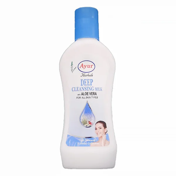 Ayur Herbal Deep Pore Cleansing Milk 100 ml | With Aloe Vera | Remove Dirt, Makeup | Gives Clear &amp; Health Skin | pH Balancedd | For All Skin Type, Pack of 1